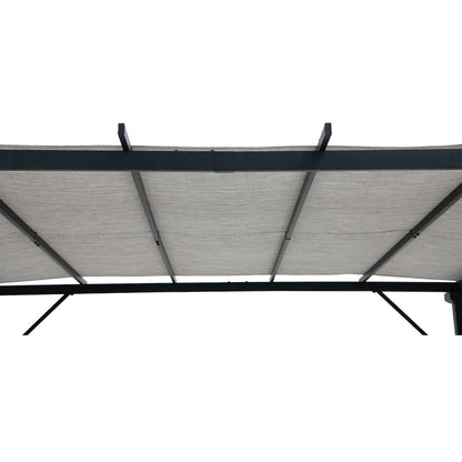 9 ft. x 9 ft. Black Steel Classic Pergola with Adjustable Tan Sling Shade