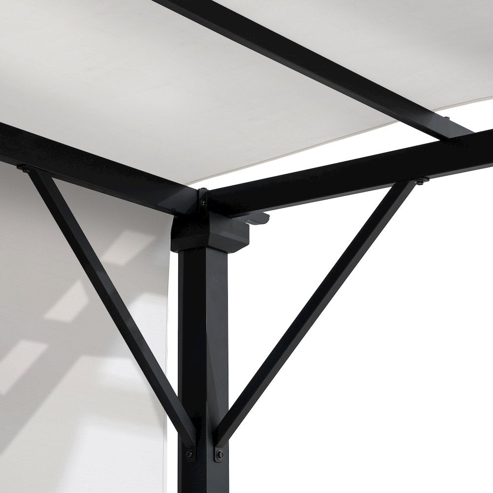 9 ft. x 9 ft. Black Steel Classic Pergola with Adjustable White Sling Shade