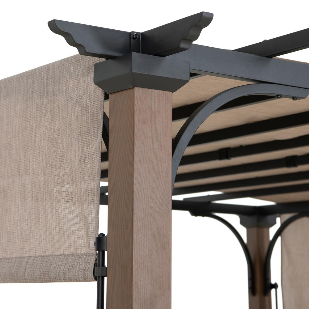 Sunjoy 11 x 11 ft Metal Pergola with Adjustable Tan Garden Shade