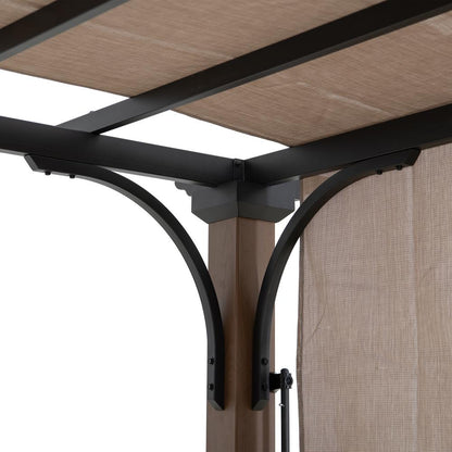 Sunjoy 11 x 11 ft Metal Pergola with Adjustable Tan Garden Shade
