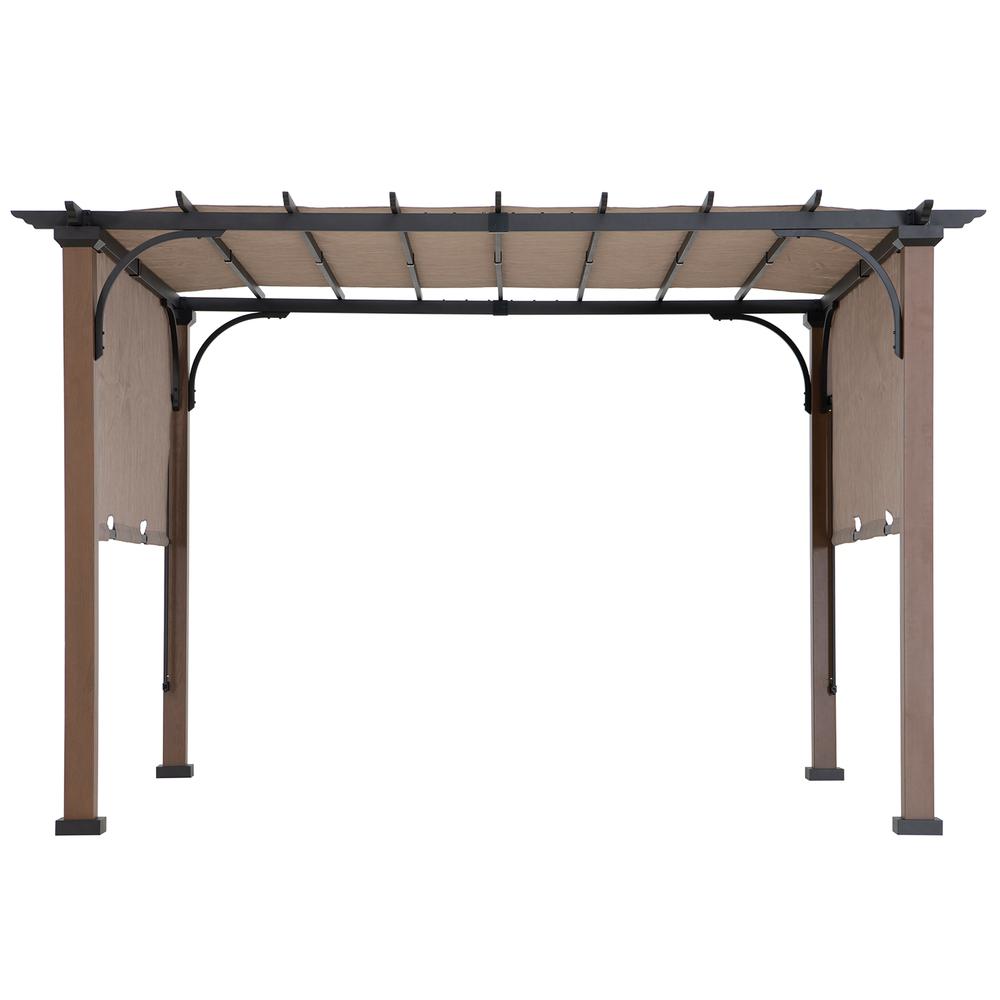Sunjoy 11 x 11 ft Metal Pergola with Adjustable Tan Garden Shade