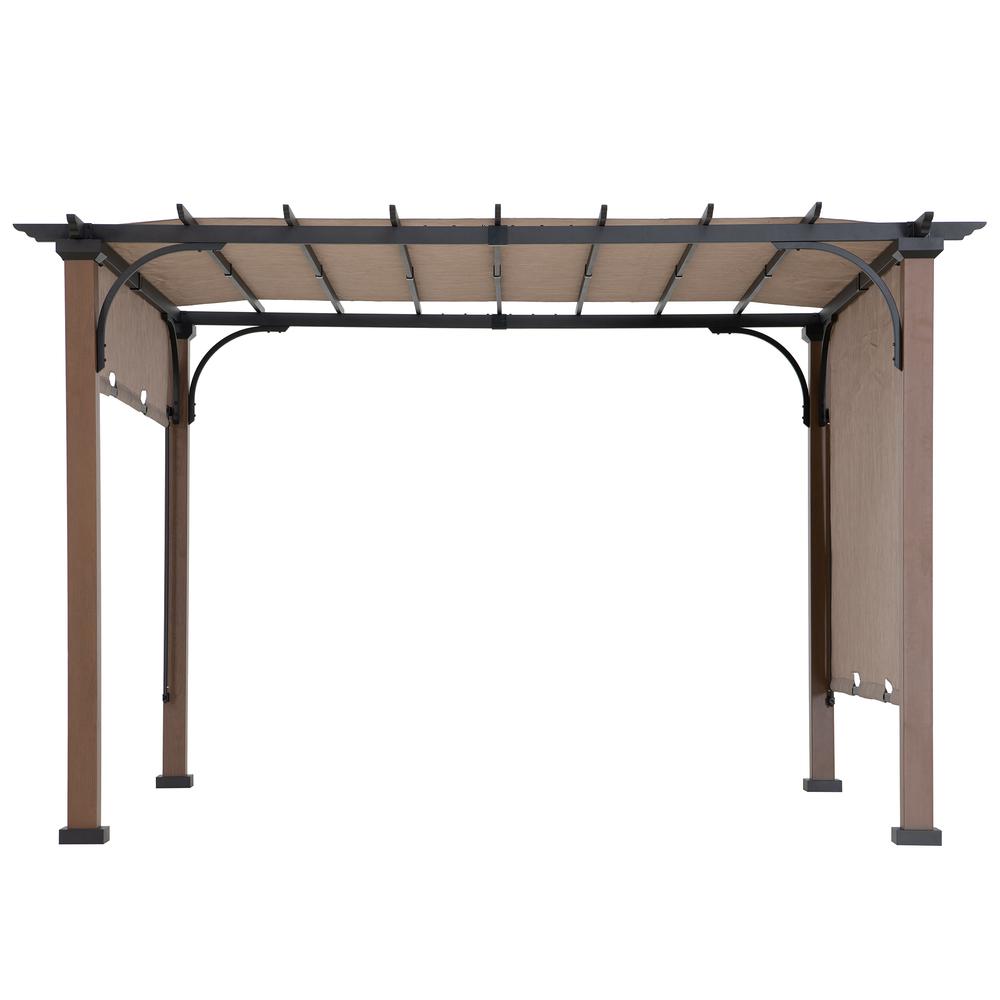 Sunjoy 11 x 11 ft Metal Pergola with Adjustable Tan Garden Shade