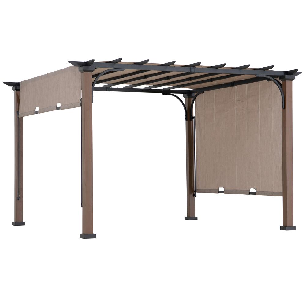 Sunjoy 11 x 11 ft Metal Pergola with Adjustable Tan Garden Shade