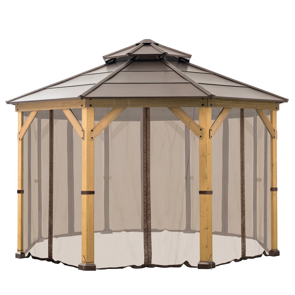 Gazebo Polyester Mosquito Netting 8-Panel Screen Walls for 13 ft. x 13 ft Gazebo