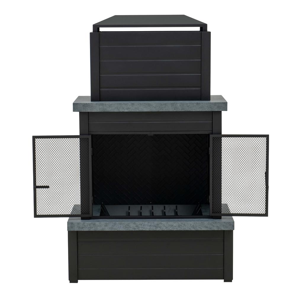 Wood Burning Fireplace –  Outdoor Steel Fireplace with Chimney, Log Holders