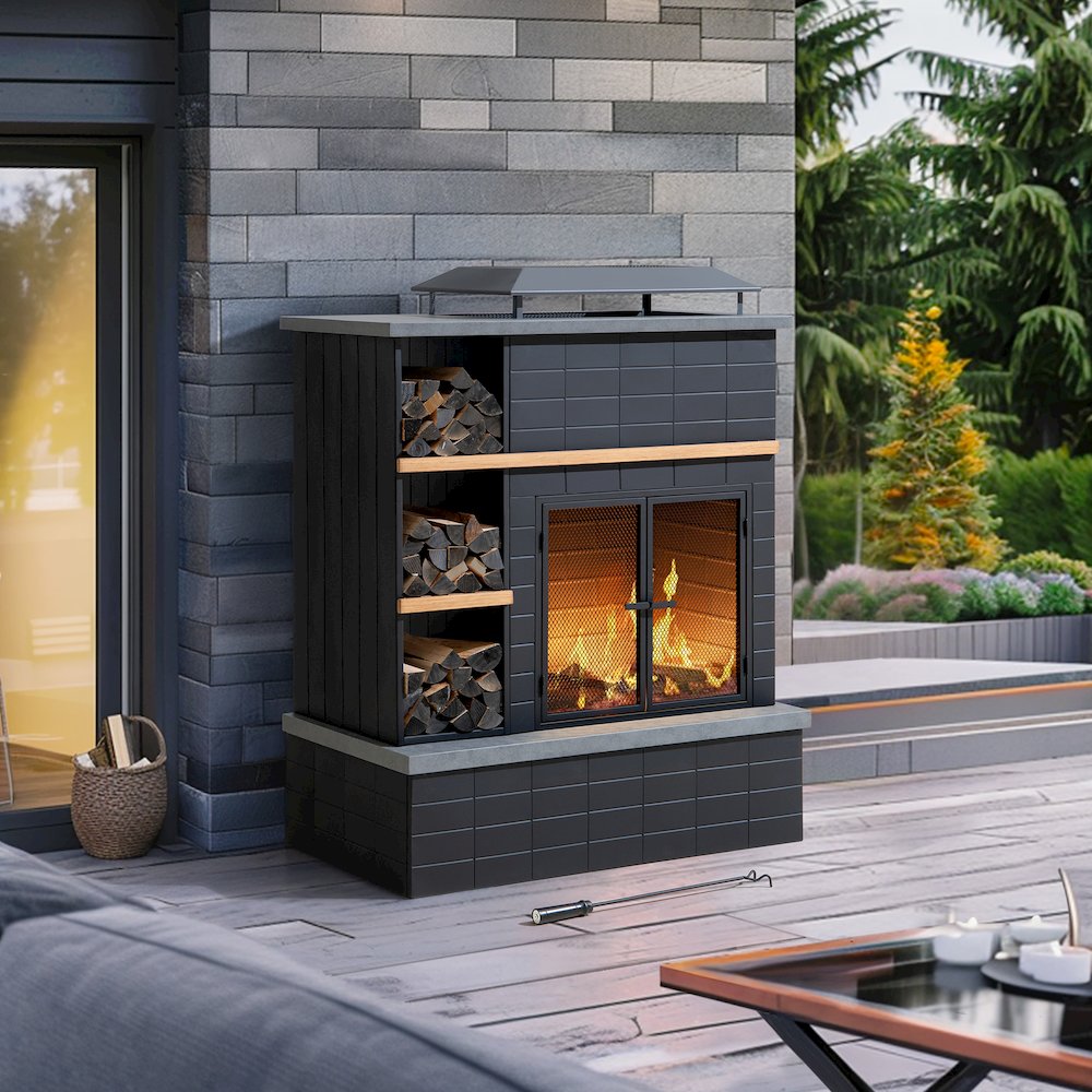 Sunjoy 42 in. Aukland Wood Burning Fireplace