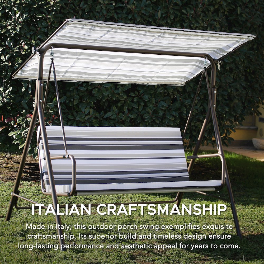 2-Seat Patio Metal Proch Swing With Adjustable Canopy