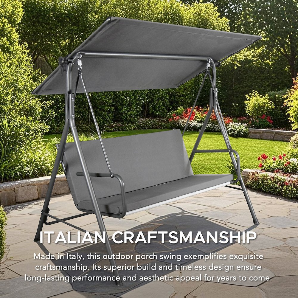 2-Seat Patio Metal Proch Swing With Adjustable Canopy