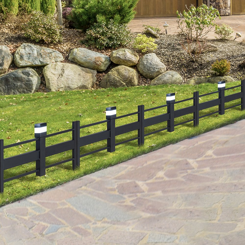 Sunjoy Cromwell Solar Garden Border Fencing Black (5PK)