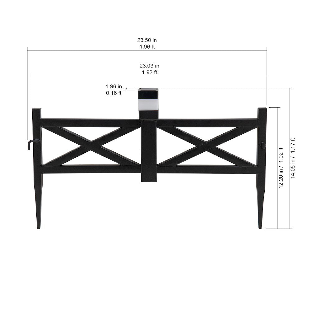 Sunjoy Cromwell Solar Garden Border Fencing Black (5PK)