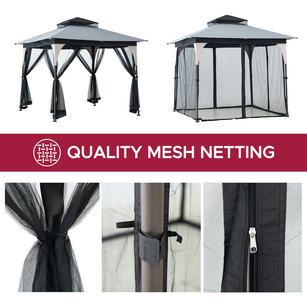 9.5 ft. x 9.5 ft. Soft Top Outdoor Steel Frame Gazebo Canopy
