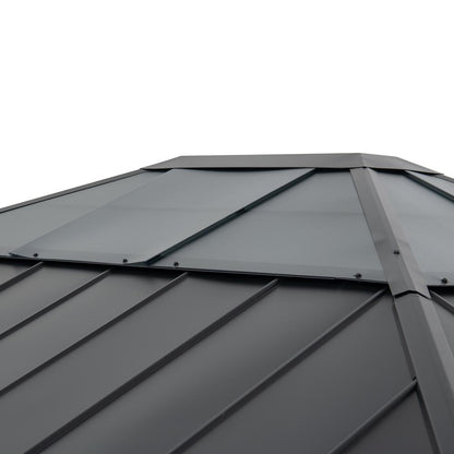 Sunjoy 13 ft. x 15 ft. Cedar Framed Gazebo with Black Steel