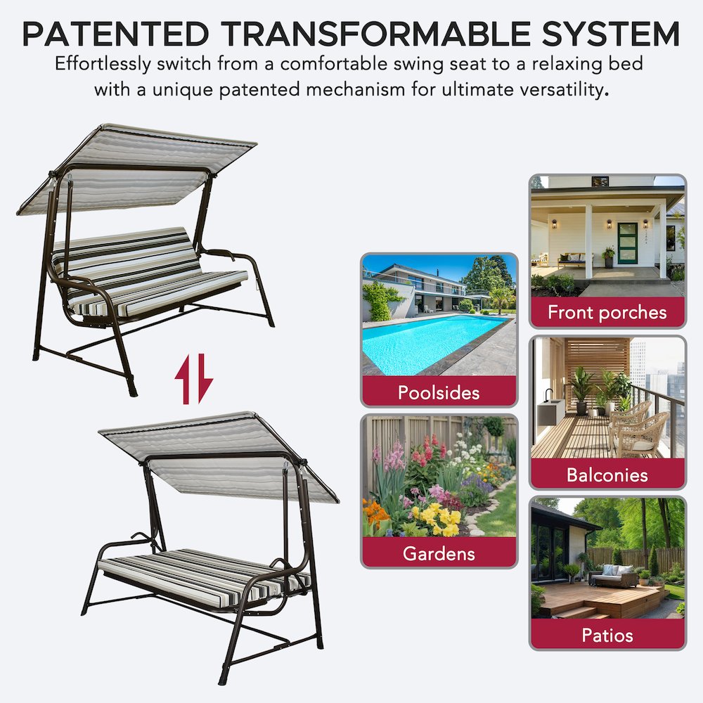 4-Seat Luxury Swing and Bed with Elastic Metal Mesh Seat