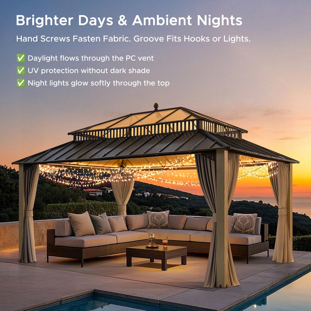 16 ft. x 12 ft. Kingston Extra-Tall, Wide Hardtop Wood Gazebo