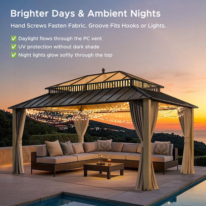 16 ft. x 12 ft. Kingston Extra-Tall, Wide Hardtop Wood Gazebo