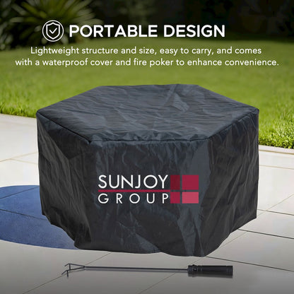 28in. Grey Hexagonal Stainless Steel Low Smoke Wood Burning Fire Pit