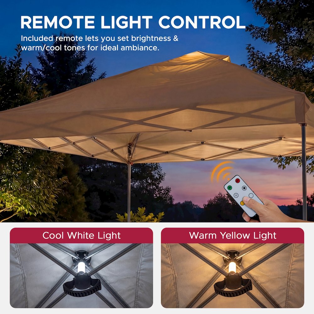 10 ft. x 10 ft. POP UP Gazebo with Detachable LED Light, Taupe