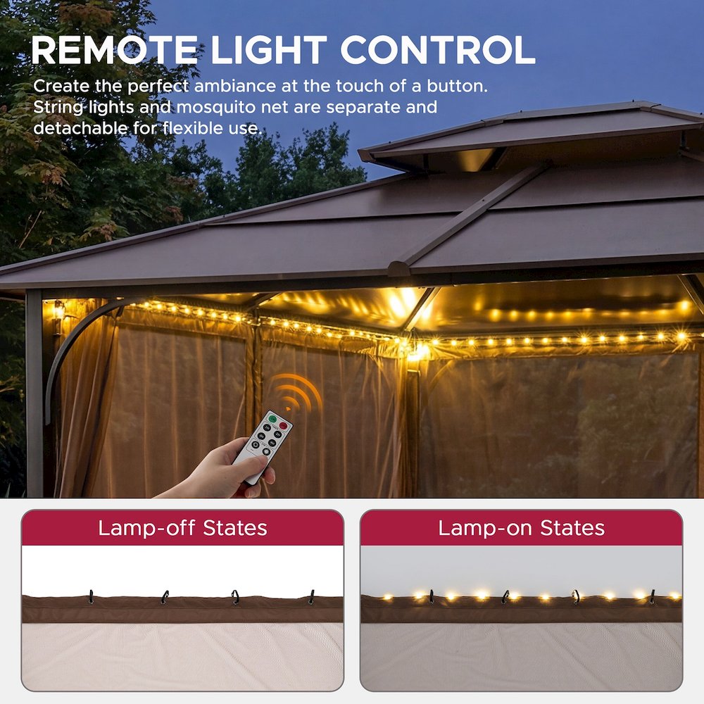 Netting for 10ft. x 12ft. Hardtop Gazebo with Warm White LED lights
