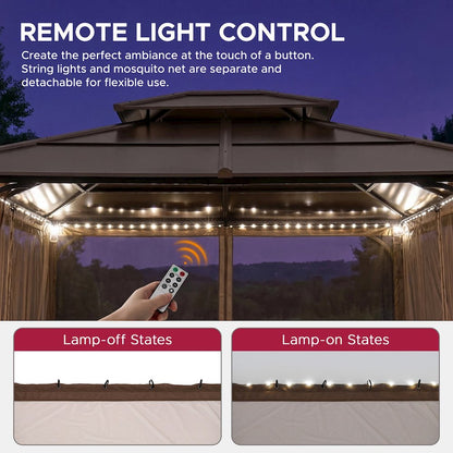 Netting for 10ft. x 12ft. Hardtop Gazebo with White LED lights