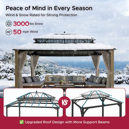 16 ft. x 12 ft. Kingston Extra-Tall, Wide Hardtop Wood Gazebo