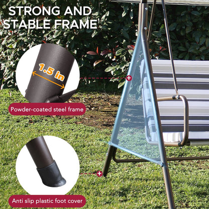 2-Seat Patio Metal Proch Swing With Adjustable Canopy