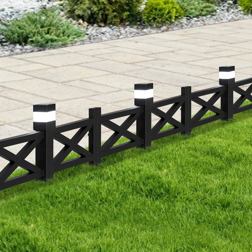 Sunjoy Cromwell Solar Garden Border Fencing Black (5PK)