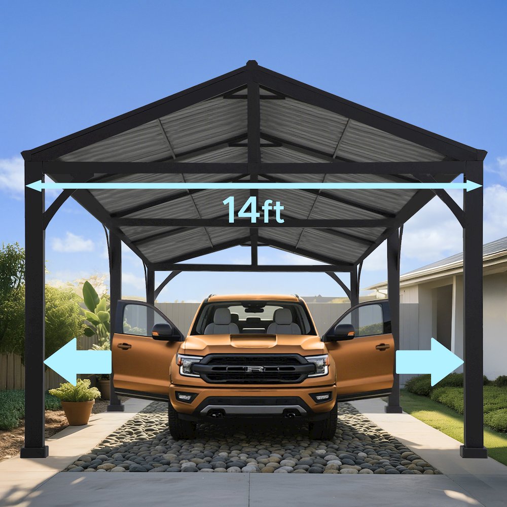 Newville Heavy Duty Outdoor Carport with Polycarbonate Gable Roof