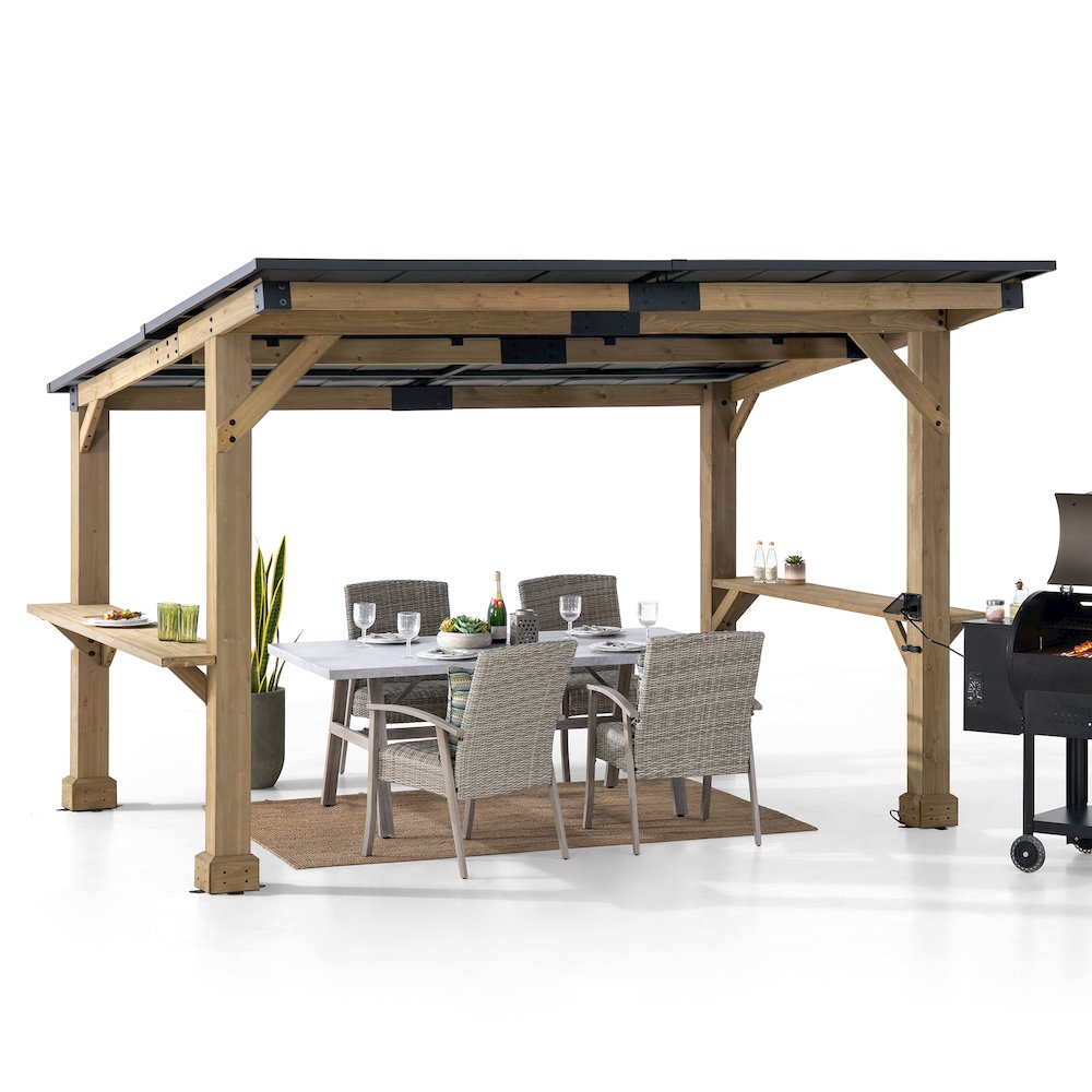 Sunjoy 10 ft. x 12 ft. Cedar Wood Framed Garber Small Space Structure