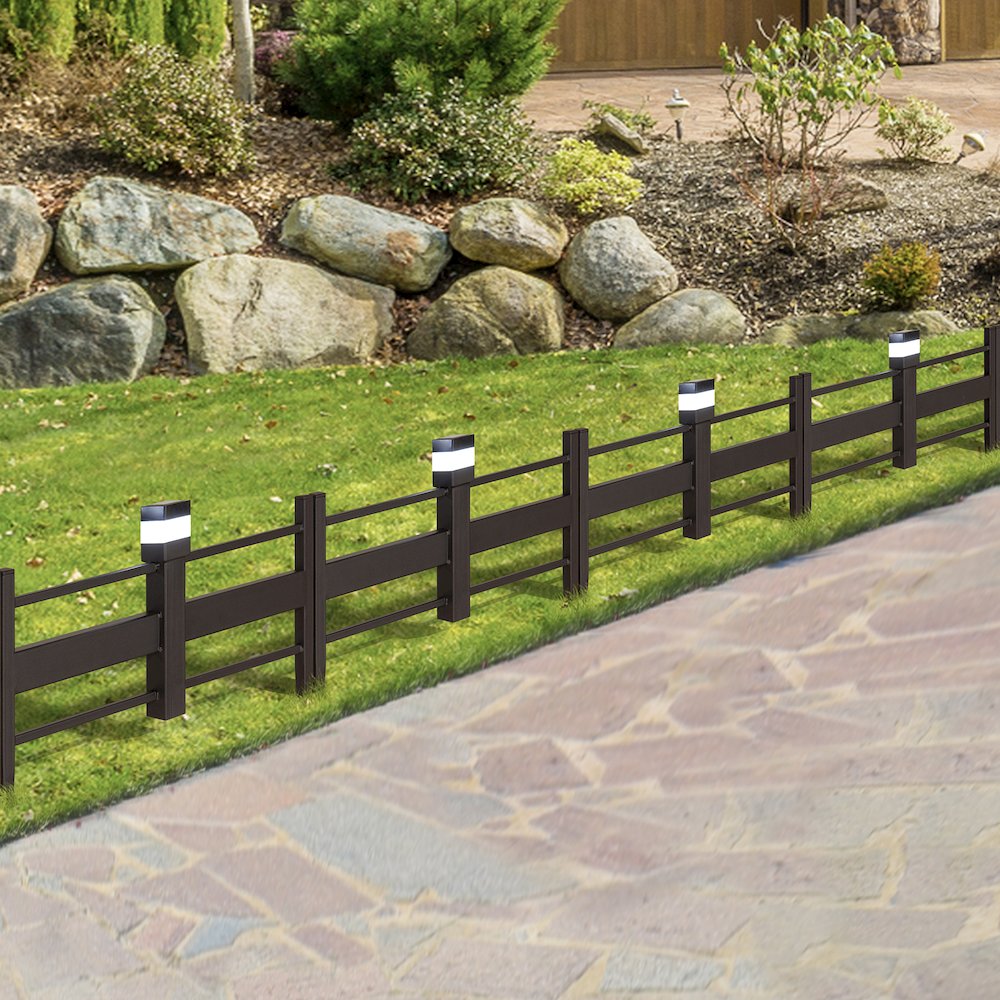 Sunjoy Cromwell Solar Garden Border Fencing Brown (5PK)