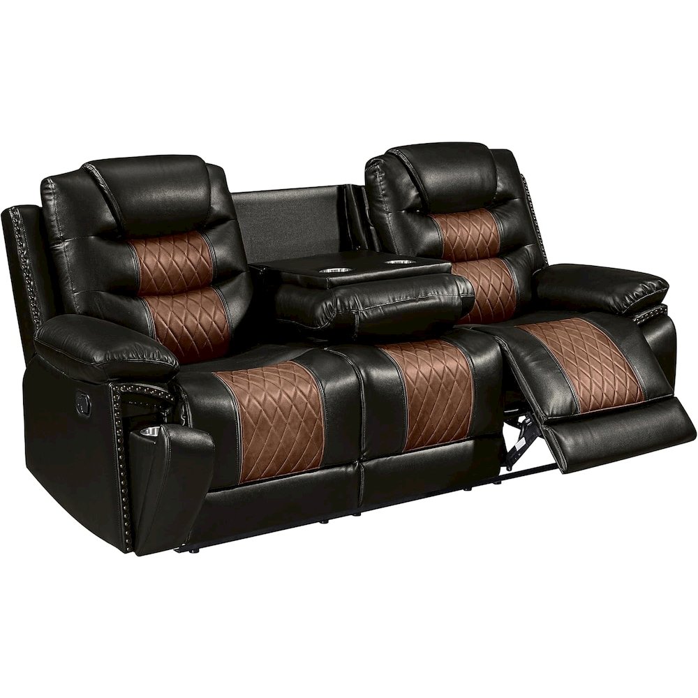 Nikko 2-Piece Faux Leather Manual Living Room Set, Brown