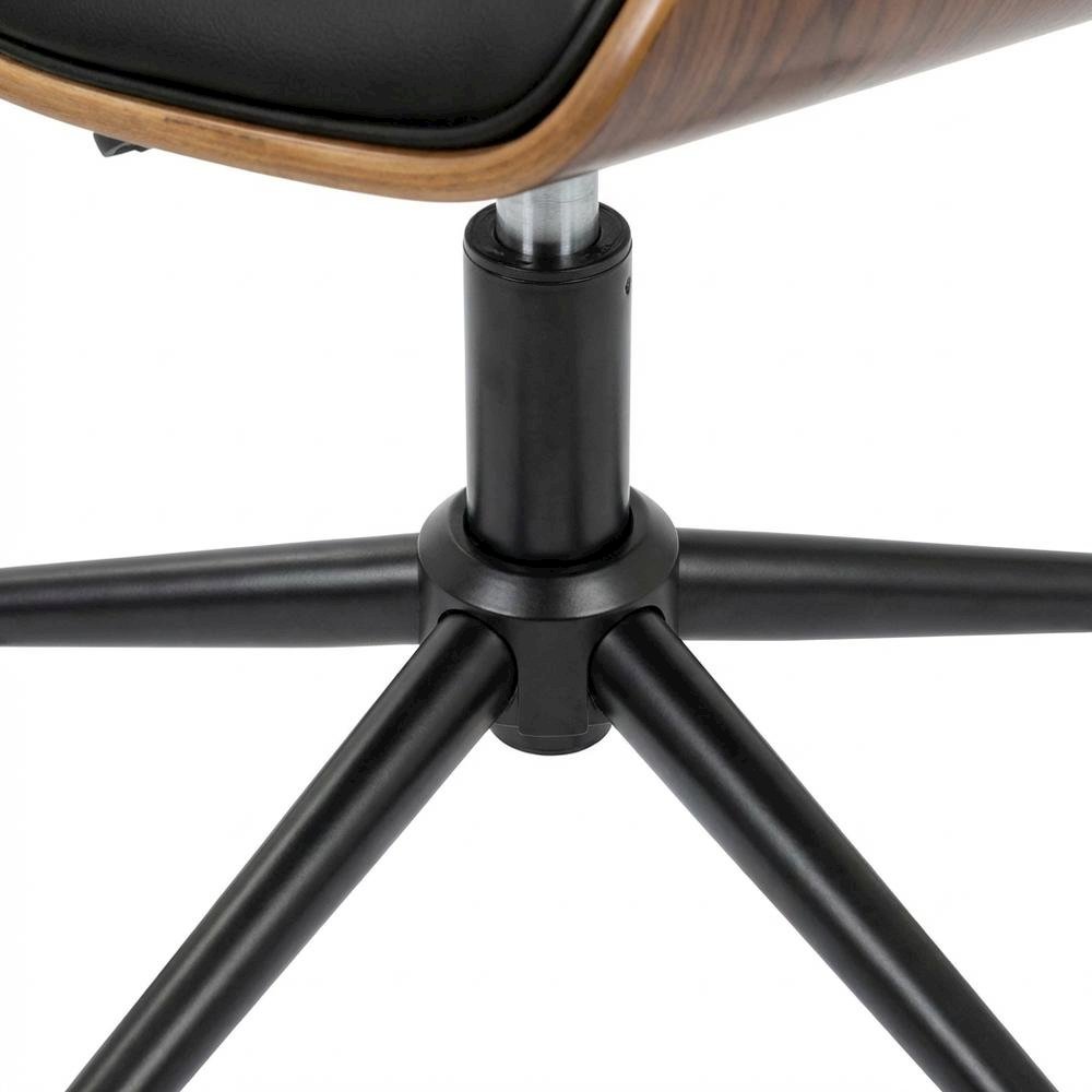 Mid-Century Modern Adjustable Office Chair with Walnut Finish and Black Accents