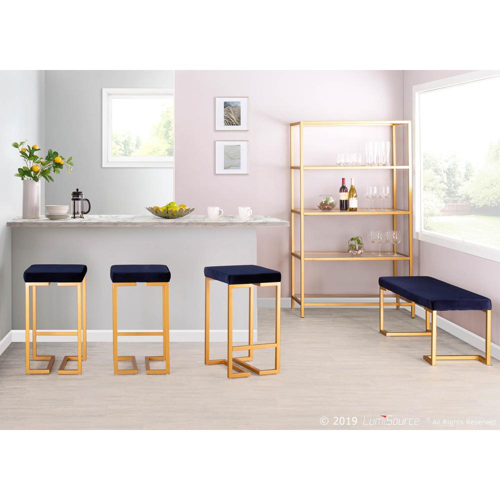 Gold, Blue Midas Counter Stool - Set of 2