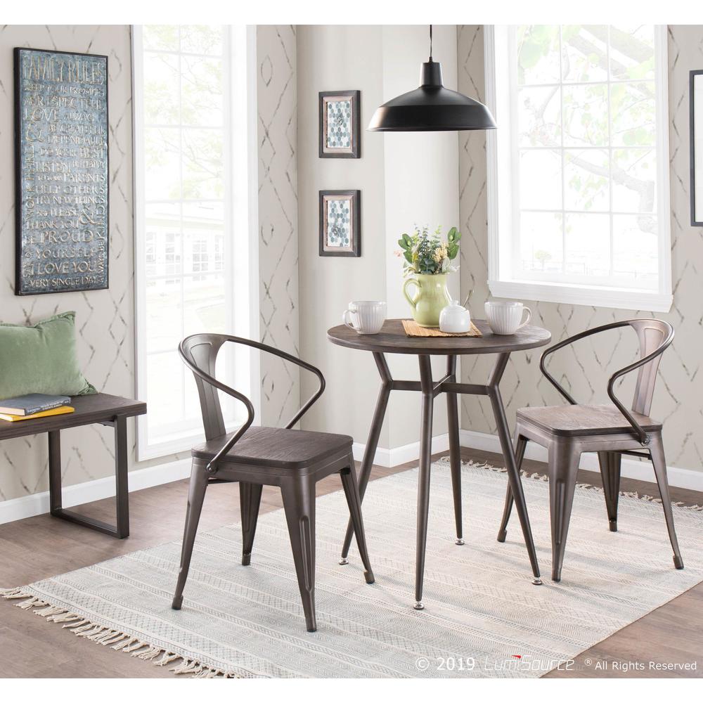 Antique Metal, Espresso Bamboo Clara Round Dinette Table