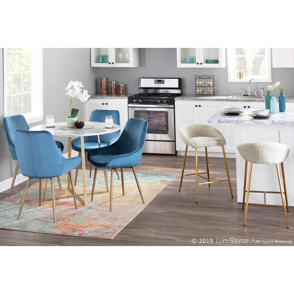 Gold, Cream Fabric Matisse Counter Stool - Set of 2