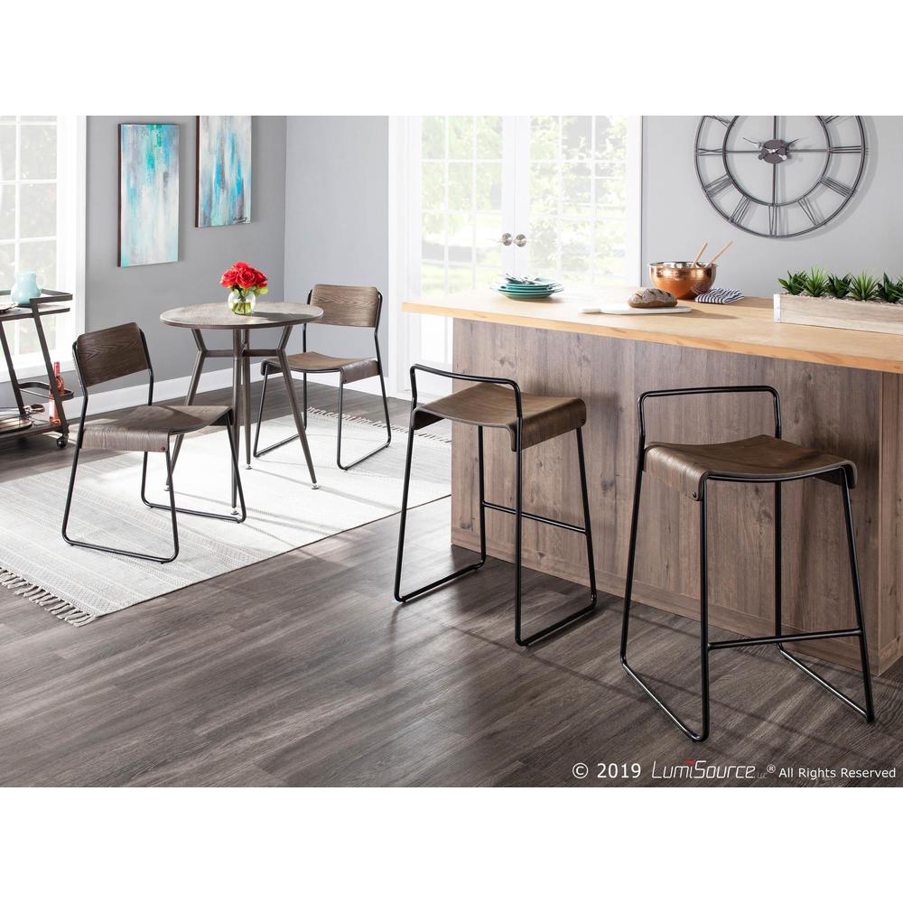 Antique Metal, Espresso Bamboo Clara Round Dinette Table
