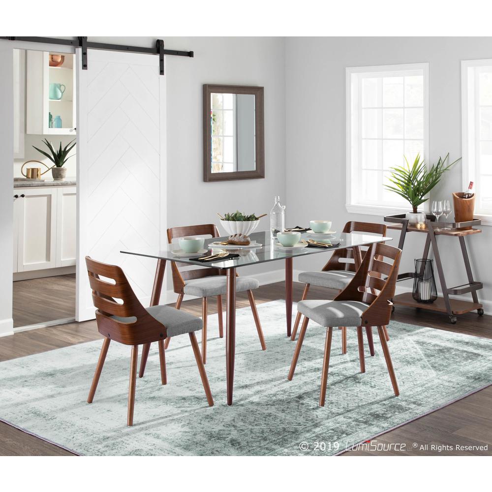 Walnut Wood, Grey Fabric Trevi Chair - Set of 2