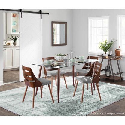 Walnut Wood, Grey Fabric Trevi Chair - Set of 2