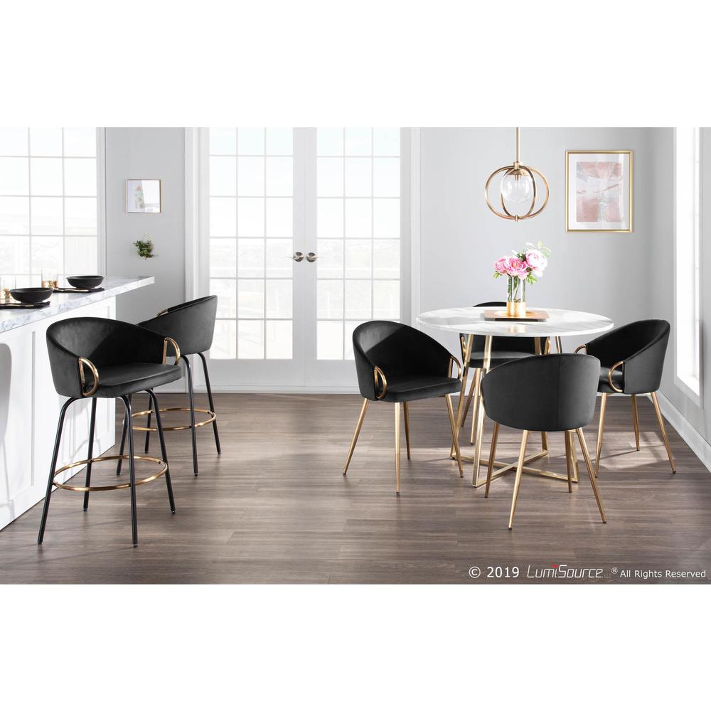 Gold Metal, Black Velvet Claire Chair