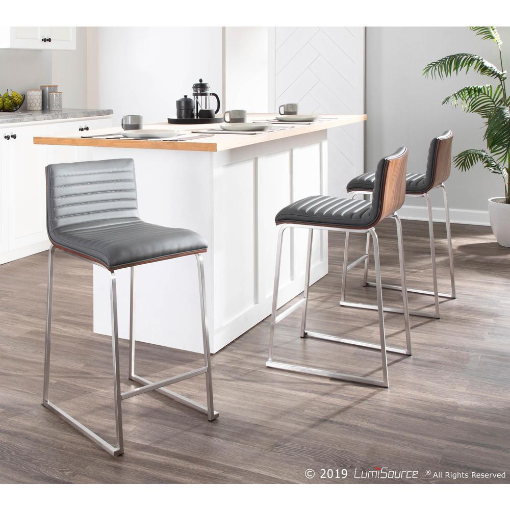 Walnut, Grey Mara Counter Stool - Set of 2