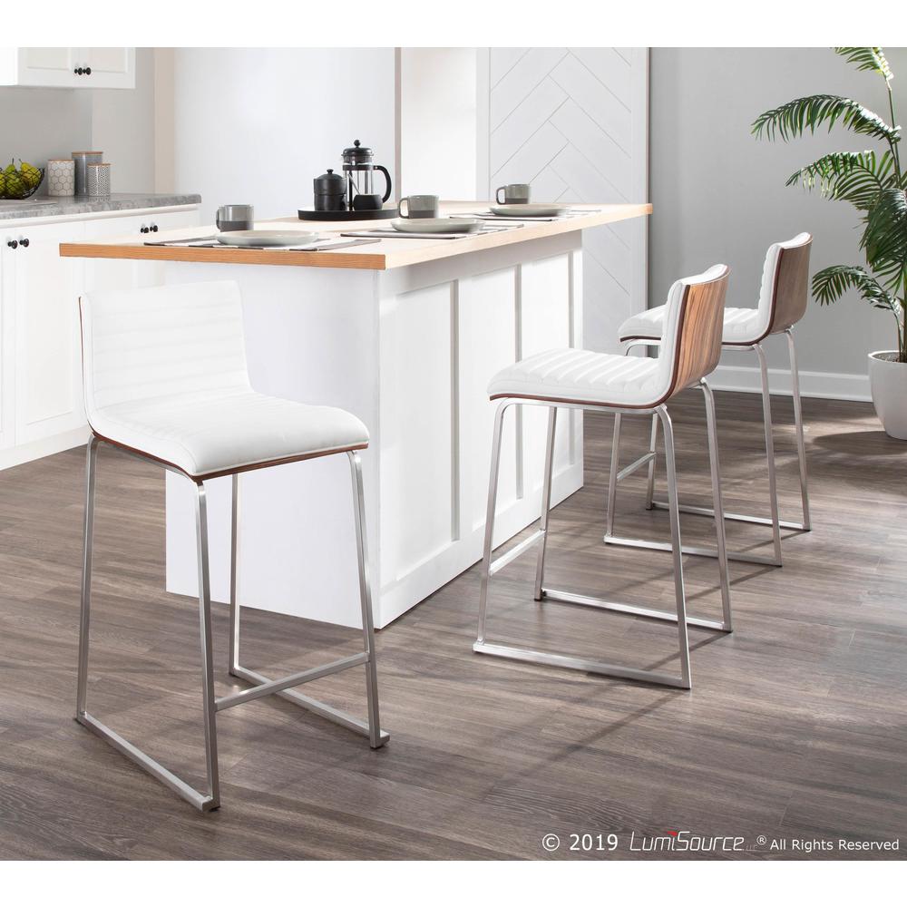 Walnut, White Mara Counter Stool - Set of 2