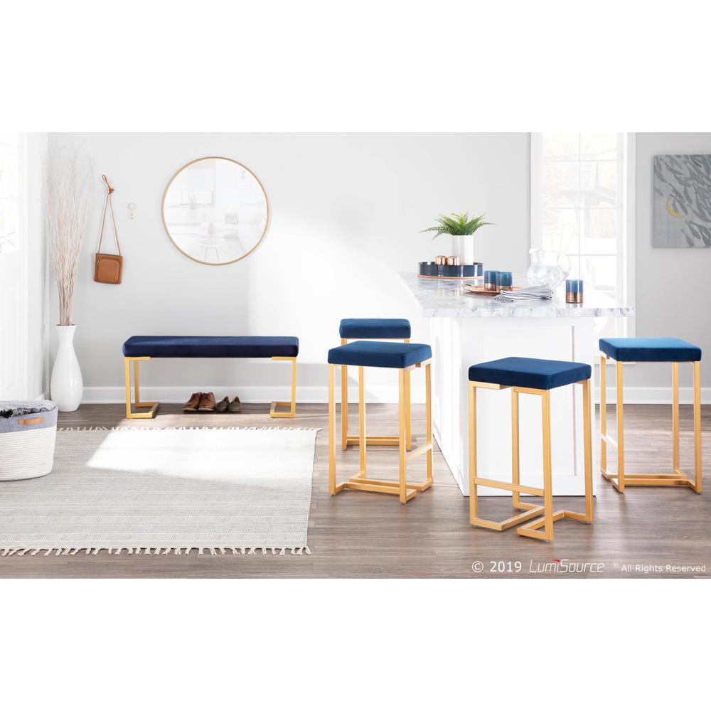 Gold, Blue Midas Counter Stool - Set of 2