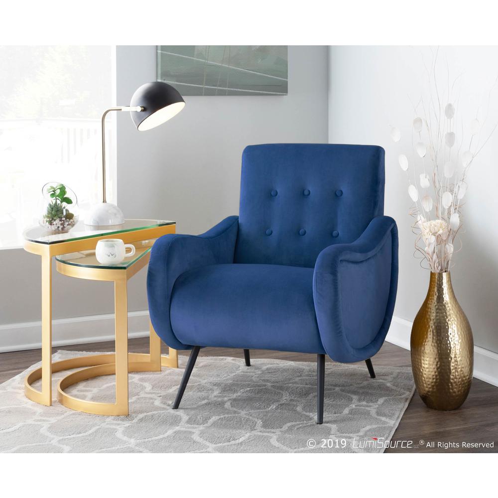 Black Metal, Blue Velvet Rafael Lounge Chair