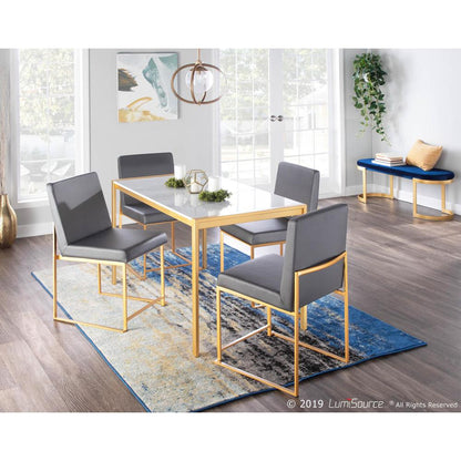 Gold Metal, White Marble Fuji Dinette Table