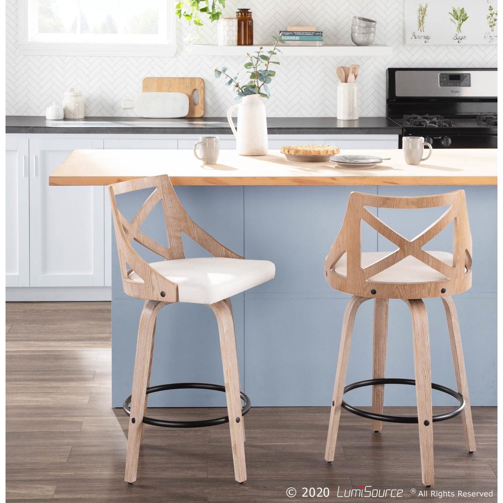 White Charlotte 26" Fixed Height Counter Stool - Set of 2