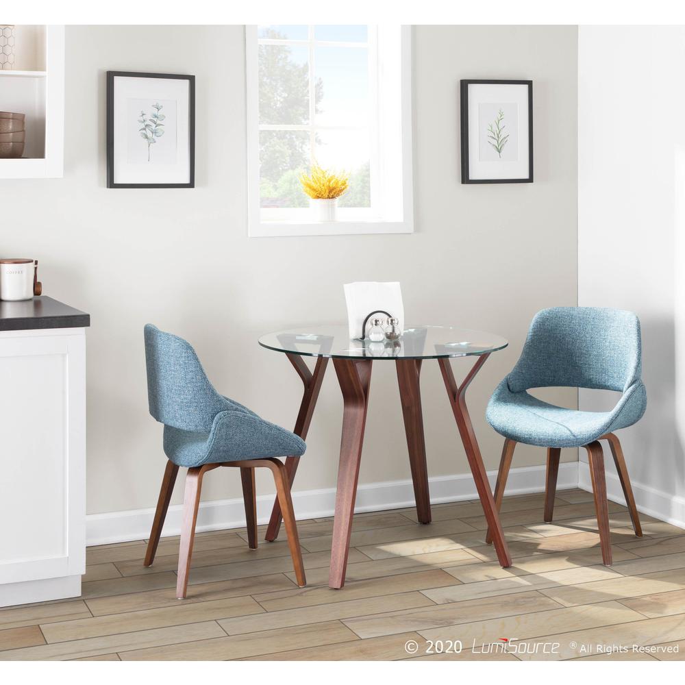 Walnut Wood, Clear Glass Folia Round Dinette