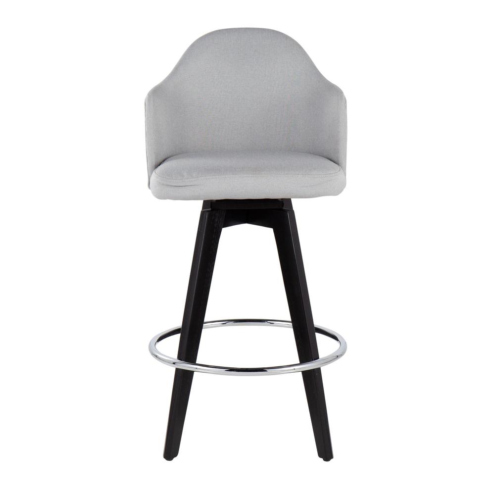 Black Wood, Chrome, Light Grey Fabric Ahoy 26" Counter Stool - Set of 2