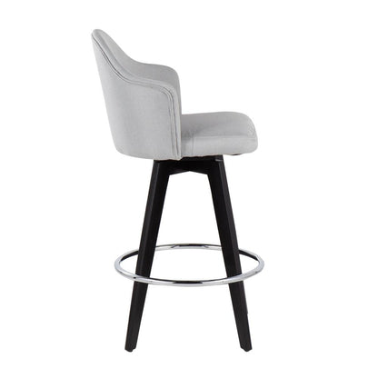 Black Wood, Chrome, Light Grey Fabric Ahoy 26" Counter Stool - Set of 2