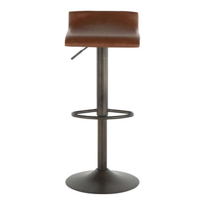 Antique Metal, Brown PU Ale Barstool - Set of 2