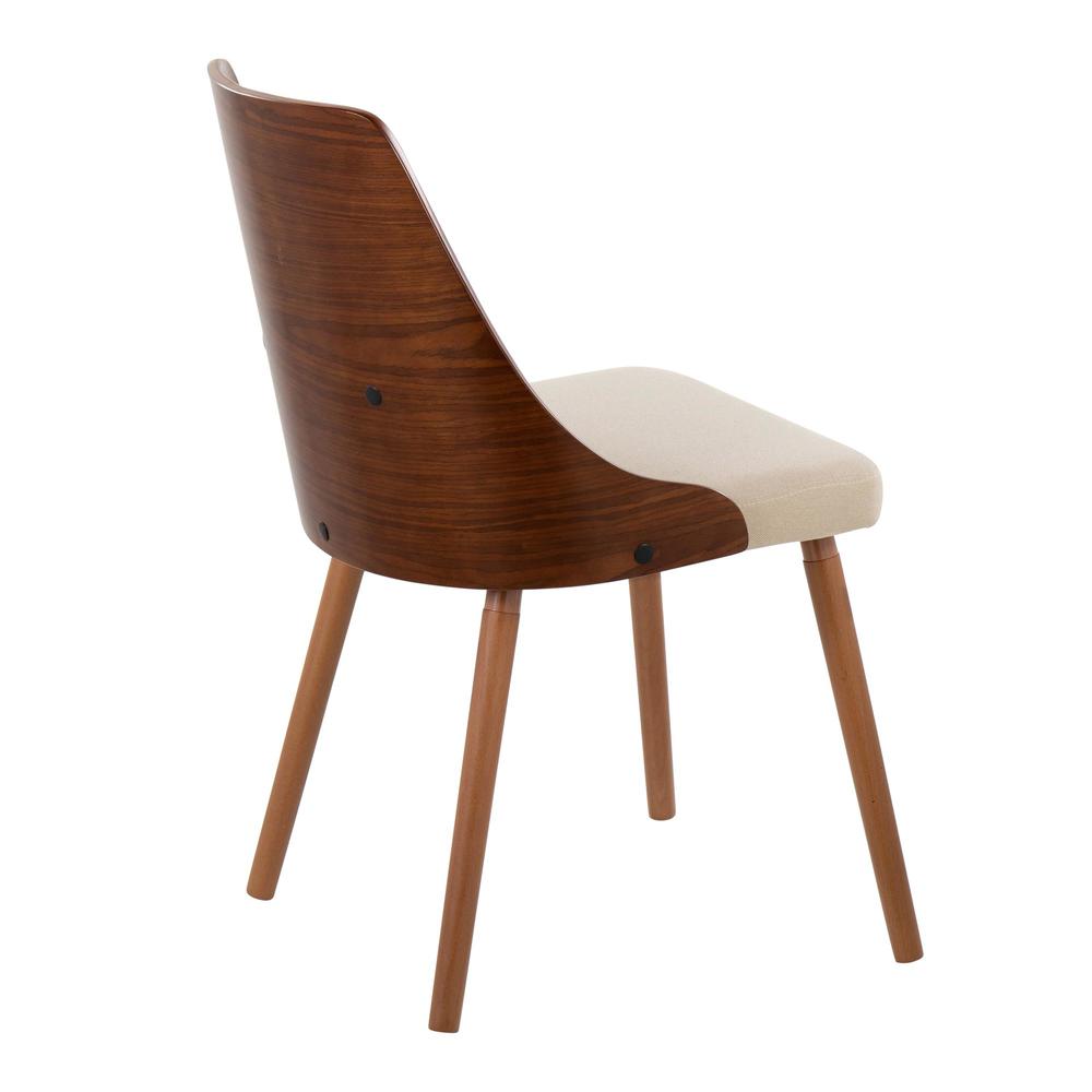 Walnut Wood, Cream Fabric Anabelle Chair (Set of 2)