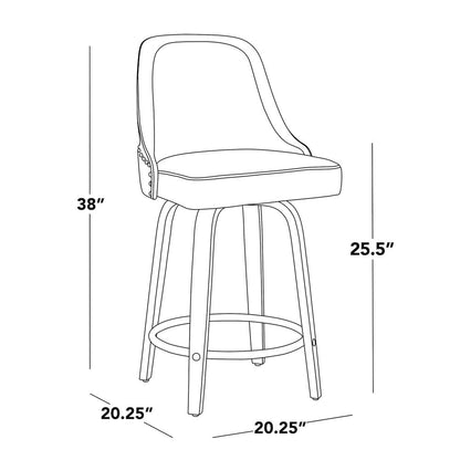 Studded Marcel 26" Fixed-Height Counter Stool - Set of  2
